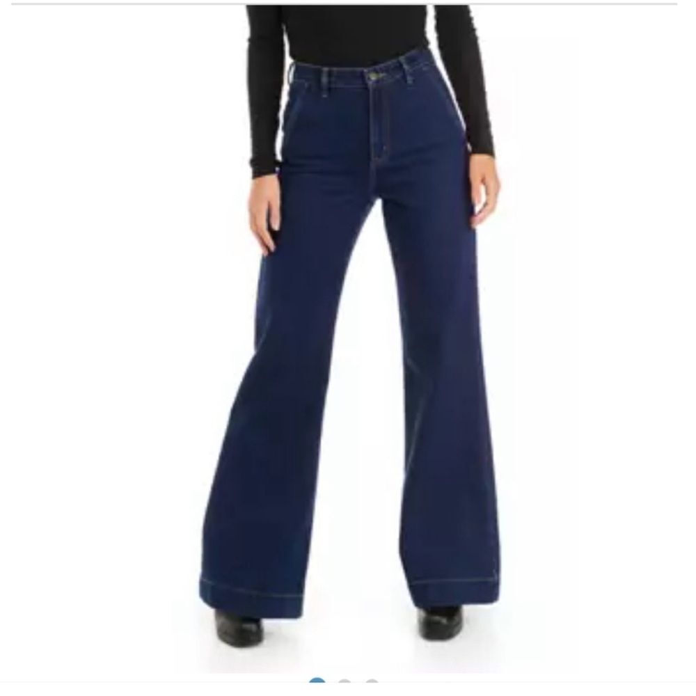 Sam Edelman Bay Flare Trouser Jeans Size 30 Dark Wash High Rise Western Boho